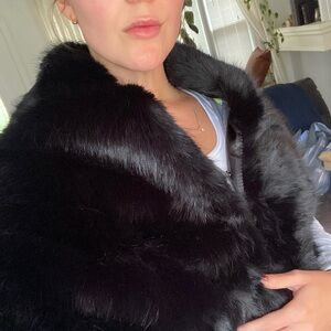 Black faux fur shawl
